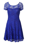Dress Fashion Women Elegant Sweet Hallow Out Lace Dress Sexy Party Princess Slim Summer Dresses Vestidos Red Blue
