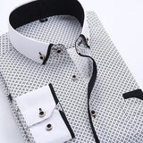 Autumn Printed Men Shirt Long Sleeve Male Business Casual Fashion Formal Dress Shirts Slim Fit Camisa