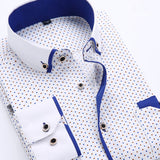 Autumn Printed Men Shirt Long Sleeve Male Business Casual Fashion Formal Dress Shirts Slim Fit Camisa