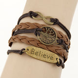 Charm Vintage Multilayer Charm Leather Bracelet Women Owl Cross Believe Bracelets Statement Jewelry Lady Best Friends Gift