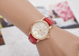 Fashion Watches Women Gold Alloy Case Ladies Watch  Leather Quartz Watch Relogio Feminino Clock Relojes Mujer