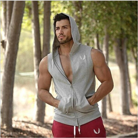 Men Cotton Hoodie Sweatshirts fitness clothes Gym bodybuilding tank top men Sleeveless sport Tees Shirt Casual golds gym vest