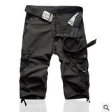 Men Summer Style  Beach Shorts Men Many Pockets  Work Wear Shorts Short Pants Male Knee Length Pure Cotton Shorts