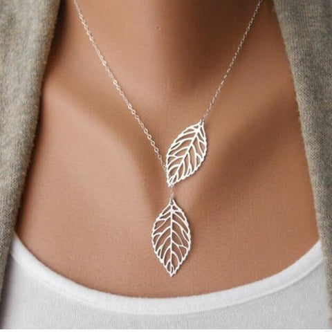Hot Fashion Gold Silver Plated Chain layer Necklace Leaf Casual Beads Long Strip Pendants Gifts Women Necklaces Jewelry