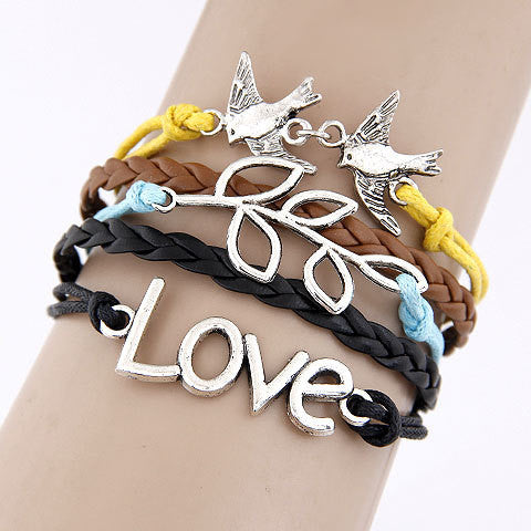 Charm Vintage Multilayer Charm Leather Bracelet Women Owl Cross Believe Bracelets Statement Jewelry Lady Best Friends Gift