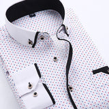 Autumn Printed Men Shirt Long Sleeve Male Business Casual Fashion Formal Dress Shirts Slim Fit Camisa
