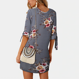 Women Summer Dress Boho Style Floral Print Chiffon Dress Tunic Sundress Loose Mini Party Dress