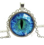 2016 Vintage Jewelry Wholesale Blue Green Cat Eye Necklace Pendant Fashion Charming Rhinestone Ethnic Necklace for Men Women
