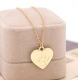 Lovers Valentine's Day Gift God of love Heart Paw Claw of Dog Kitty Cat Pendant Necklace Gold Silver Couples Jewelry Women
