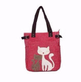 FZMBAI 2017 Fashion Women's Handbag Cute Cat Tote Bag Lady  Canvas Bag Shoulder bag
