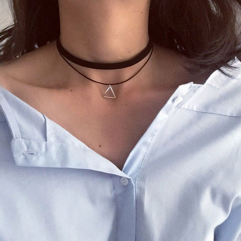 Triangle Pendant Choker Necklace