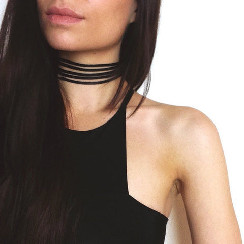 Black suede choker necklace
