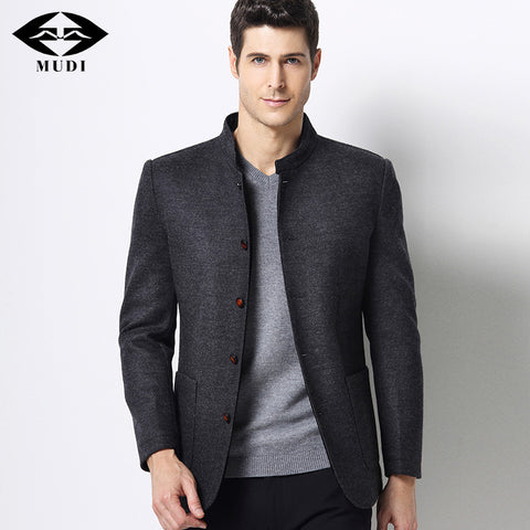 Men Cool Autumn Stand Trench Wool Jackets Male Gentlemen Jacket Business Blaser