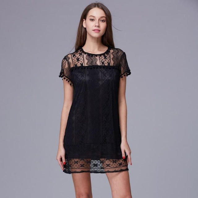 Summer Elegant Women Casual Solid Short Sleeve Slim Lace Mini Dress To Models Industry Summer Elegant Women Casual Solid Short Sleeve Slim Lace Mini Dress To Models Industry