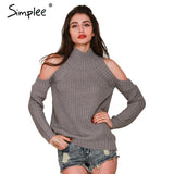 Turtleneck Off Shoulder Knitted Sweater