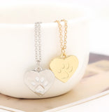 Lovers Valentine's Day Gift God of love Heart Paw Claw of Dog Kitty Cat Pendant Necklace Gold Silver Couples Jewelry Women
