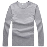 Solid color round neck T Shirts Men Long Sleeve T Shirts Cotton Gym Fitness T-Shirts Brand Solid Undershirt