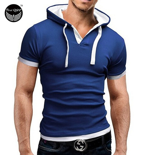 Men's T Shirt Summer Fashion Hooded Sling Short-Sleeved Tees Male Cami ...