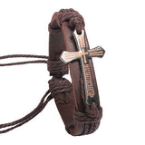 New Punk Rock Leather Bracelets & Bangles Men Jewelry Braid Charm Cross Bracelets for Men