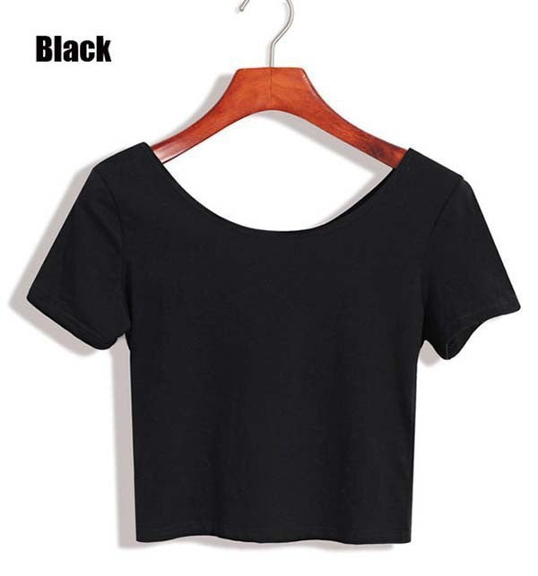 EAST KNITTING New Summer Style Fashion Crop Top Cotton Women T-shirt Casual White Black Grey Basic Tops