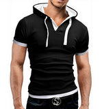Men's T Shirt Summer Fashion Hooded Sling Short-Sleeved Tees Male Camisa Masculina Sports T-Shirt Slim Tops