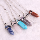 Gros Collier Femme Multi Color Quartz Necklaces Pendants Natural Stone Bullet Shape Crystal Necklace For Women Bijoux Femme