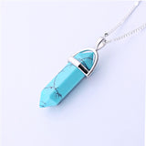 Gros Collier Femme Multi Color Quartz Necklaces Pendants Natural Stone Bullet Shape Crystal Necklace For Women Bijoux Femme