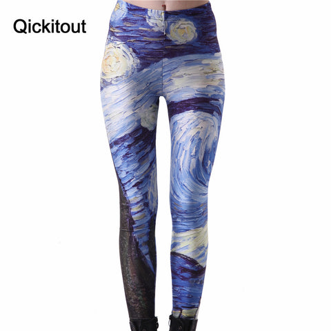 Summer styles New Women Sexy Universe Cloud Printed Leggings Pants Elasticity Fashion Space Milk Silk