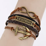 Charm Vintage Multilayer Charm Leather Bracelet Women Owl Cross Believe Bracelets Statement Jewelry Lady Best Friends Gift