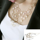 New ! Multilayer gold hollow flowers statement necklaces for women choker necklace Free shipping