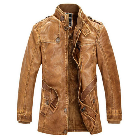 Slim Warm Mens Leather Jacket