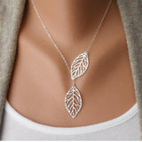 Hot Fashion Gold Silver Plated Chain layer Necklace Leaf Casual Beads Long Strip Pendants Gifts Women Necklaces Jewelry