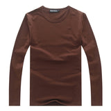 Solid color round neck T Shirts Men Long Sleeve T Shirts Cotton Gym Fitness T-Shirts Brand Solid Undershirt