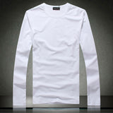 Solid color round neck T Shirts Men Long Sleeve T Shirts Cotton Gym Fitness T-Shirts Brand Solid Undershirt