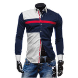 New Spring Men Stylish Hit Color Long Sleeve Slim Fit Dress Shirt Casual Male Tops Camisas High Quality