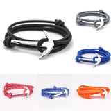 2015 14 Colors Fashion Jewelry Silver Alloy Anchor Bracelet Men Leather Risers Bracelet for Women&Men friendship bracelets