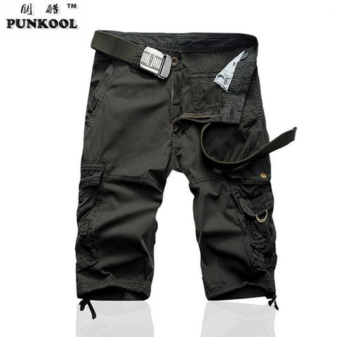 Men Summer Style  Beach Shorts Men Many Pockets  Work Wear Shorts Short Pants Male Knee Length Pure Cotton Shorts