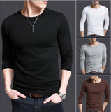 Solid color round neck T Shirts Men Long Sleeve T Shirts Cotton Gym Fitness T-Shirts Brand Solid Undershirt