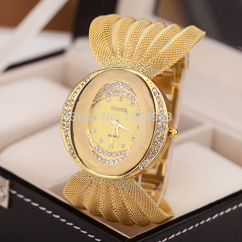 Fashion Reticular strap watch Set auger alloy table ladies fashion accessories table