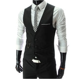 Vintage Men Suit Vest New Brand Designer Formal Business Dress Waistcoat Slim Gilet Man Fashion Sleeveless Jacket