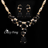 Women's  Fashion 18k Yellow  Gold Filled  CZ Diamond  jewelry sets  Necklace+Earrings Flower Wedding Jewelry  Sets Free shipping