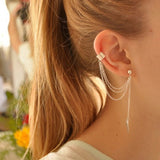 Fashion Personality Metal Leaf Single Tassel Ear Clip Earrings Cuffs For Women Girl Clips For The Ears Ear Cuff Jewelry EH34