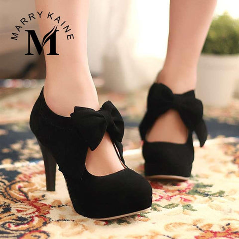 New Fashion Platform High Heels Women Pumps Spring Summer Autumn Bowtie Women Shoes Woman