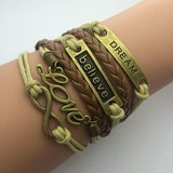 AB076 Fashion jewelry leather Double infinite multilayer bracelet factory price wholesales