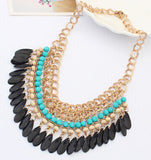 Bohemia Jewelry Necklace 2015 New Fashion Rhinestone Chain Collar Gold Necklace & Pendant Tassel Statement Necklace Women