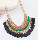 Bohemia Jewelry Necklace 2015 New Fashion Rhinestone Chain Collar Gold Necklace & Pendant Tassel Statement Necklace Women