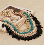Bohemia Jewelry Necklace 2015 New Fashion Rhinestone Chain Collar Gold Necklace & Pendant Tassel Statement Necklace Women