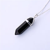 Gros Collier Femme Multi Color Quartz Necklaces Pendants Natural Stone Bullet Shape Crystal Necklace For Women Bijoux Femme