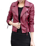 New Fashion Autumn Women Leather Jacket Oblique Zipper Motorcycle trendy Casual Faux Leather Short Coat