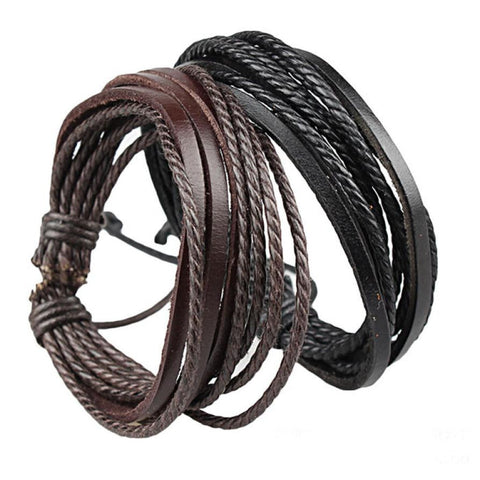 Newly Design HOT Wrap Leather Bracelets & Bangles For Men And Women Black And Brown Braided Rope Fashion Man Jewelry June3